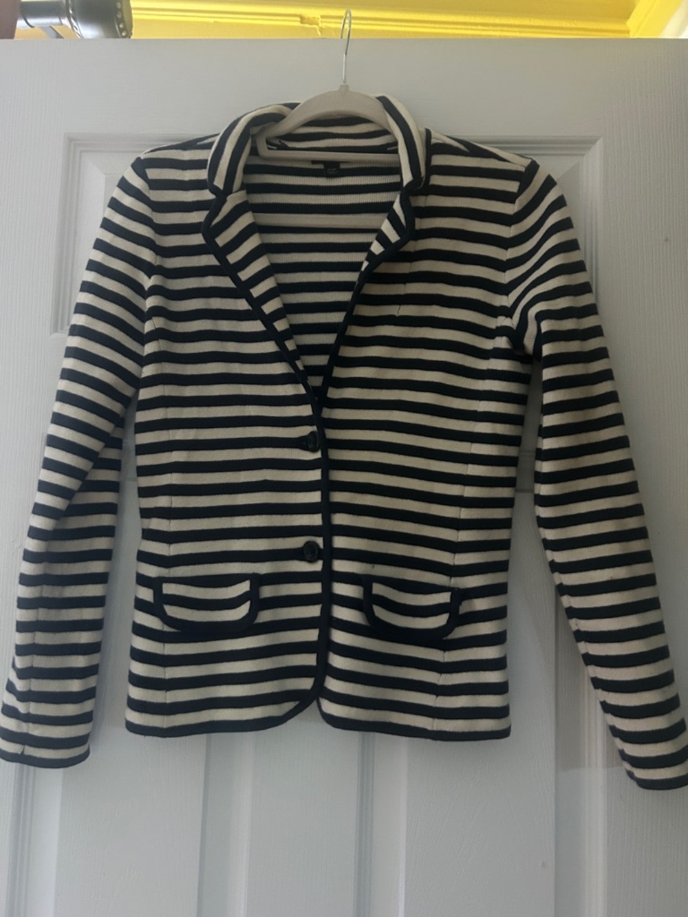 Ann Taylor Navy and White Striped Blazer
